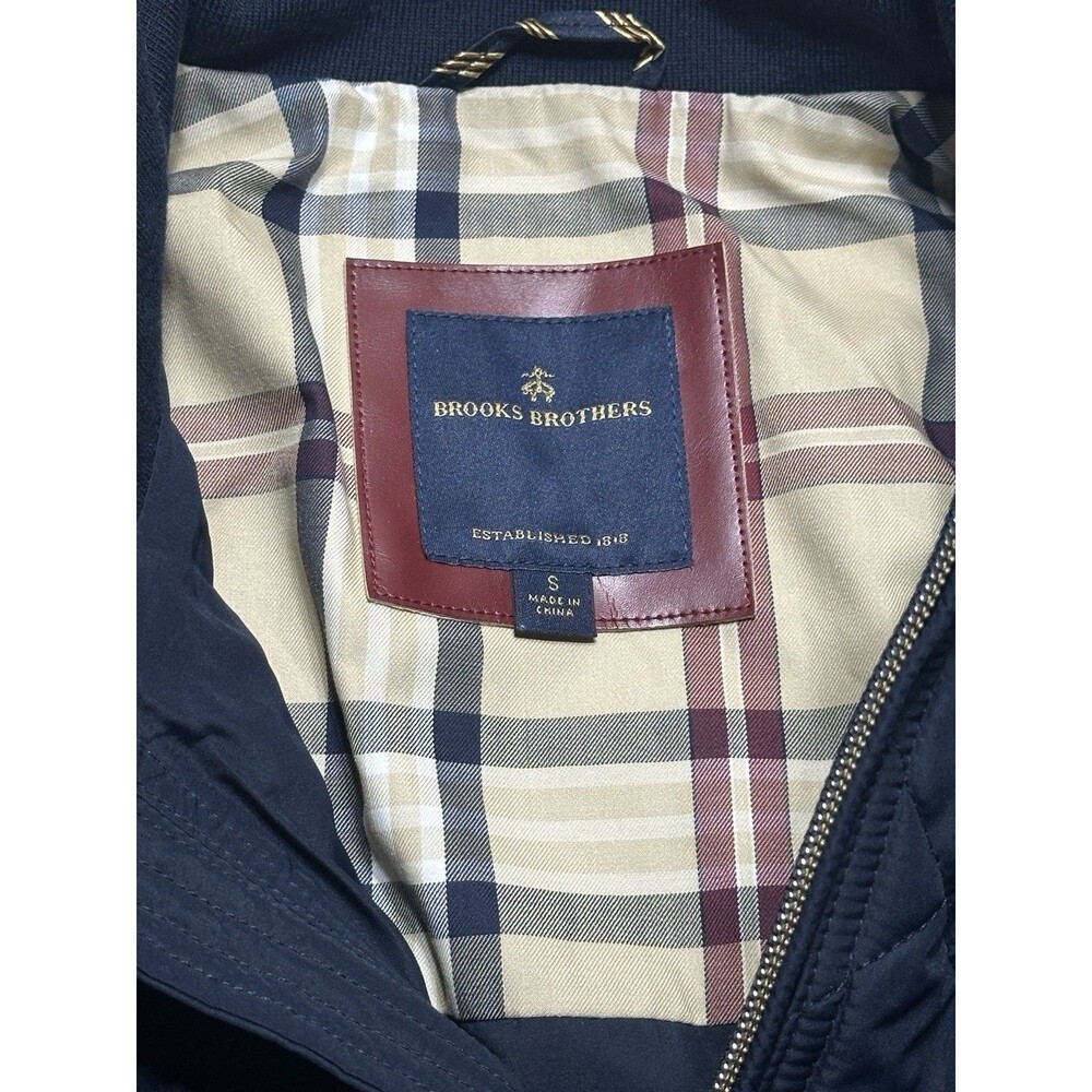 Brooks Brothers Navy Blue Diamond Quilted Jacket Mens Size Small **MJ LOGO** - Picture 4 of 11